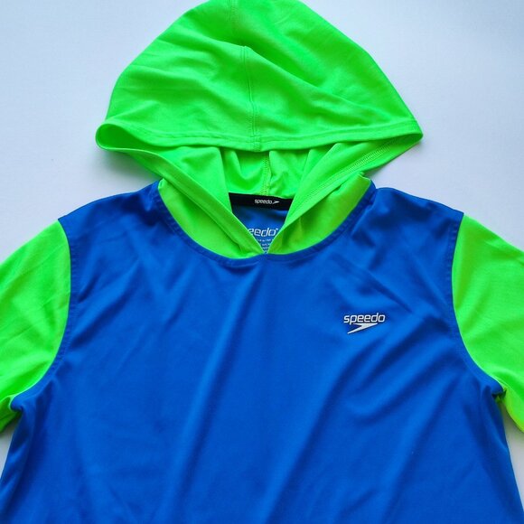 Speedo Boys Active Recreation Hooded XL Swim Shirt electric blue / lemonade - Picture 2 of 8